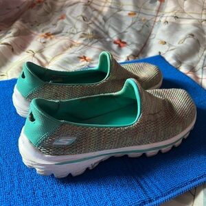 Skechers Women's Slip-On Sneakers - Teal and White